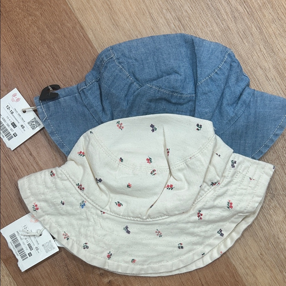 Zara Toddler Sun Hat - Blue & Cream Floral